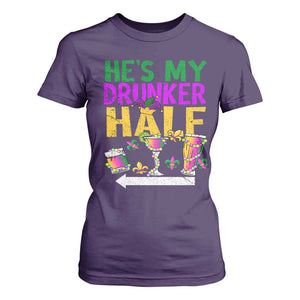 Mardi Gras Couple Matching T Shirt For Women He's My Drunker Half TS09 Purple Print Your Wear