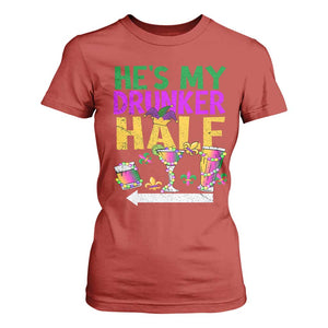 Mardi Gras Couple Matching T Shirt For Women He's My Drunker Half TS09 Red Print Your Wear