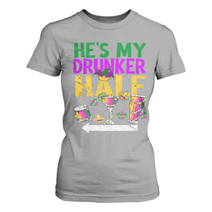 Mardi Gras Couple Matching T Shirt For Women He's My Drunker Half TS09 Sport Gray Print Your Wear