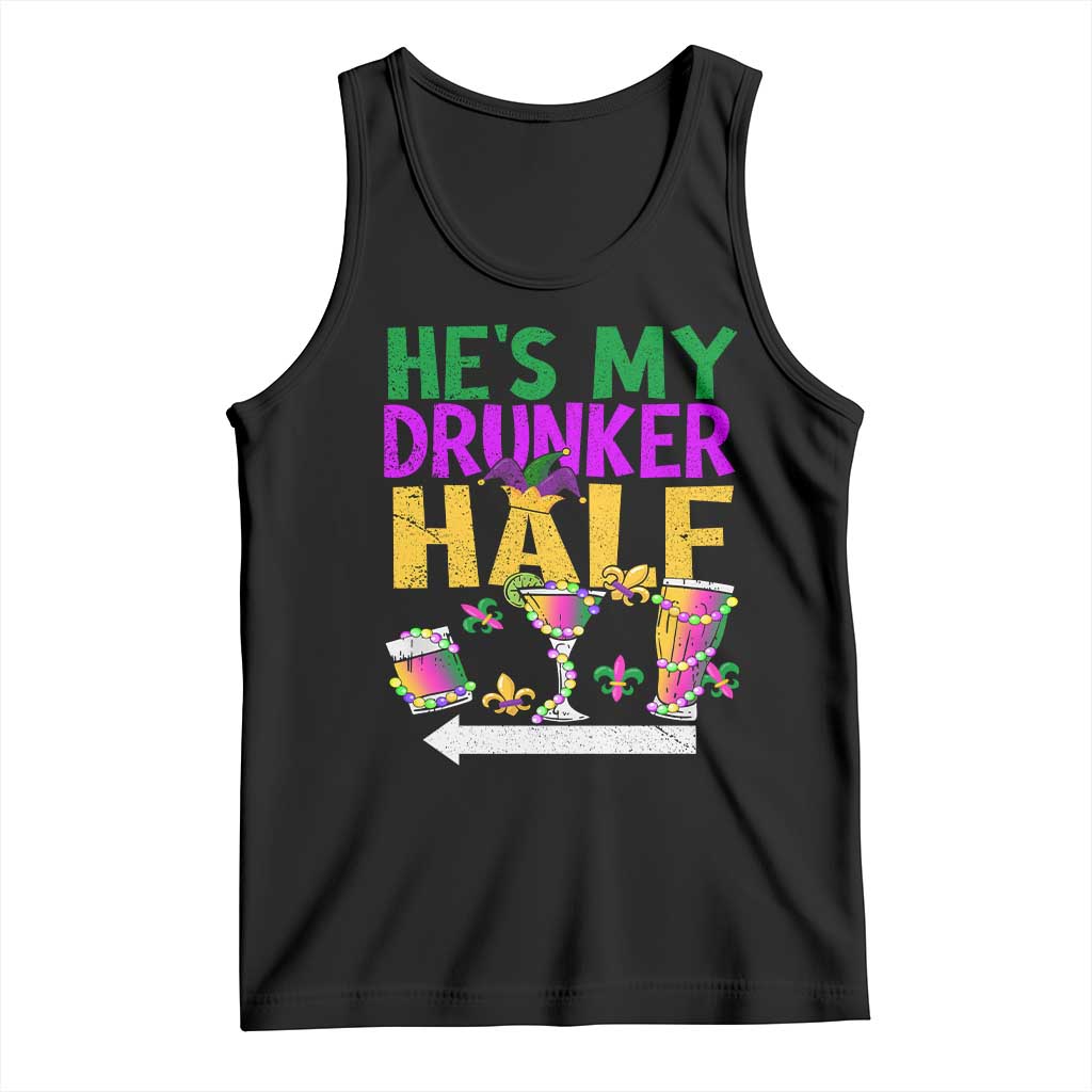 Mardi Gras Couple Matching Tank Top He's My Drunker Half TS09 Black Print Your Wear