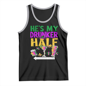 Mardi Gras Couple Matching Tank Top He's My Drunker Half TS09 Black Athletic Heather Print Your Wear