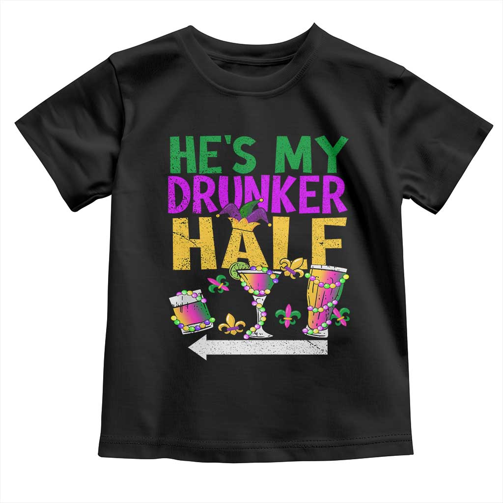 Mardi Gras Couple Matching Toddler T Shirt He's My Drunker Half TS09 Black Print Your Wear