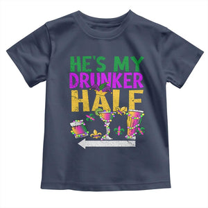 Mardi Gras Couple Matching Toddler T Shirt He's My Drunker Half TS09 Navy Print Your Wear