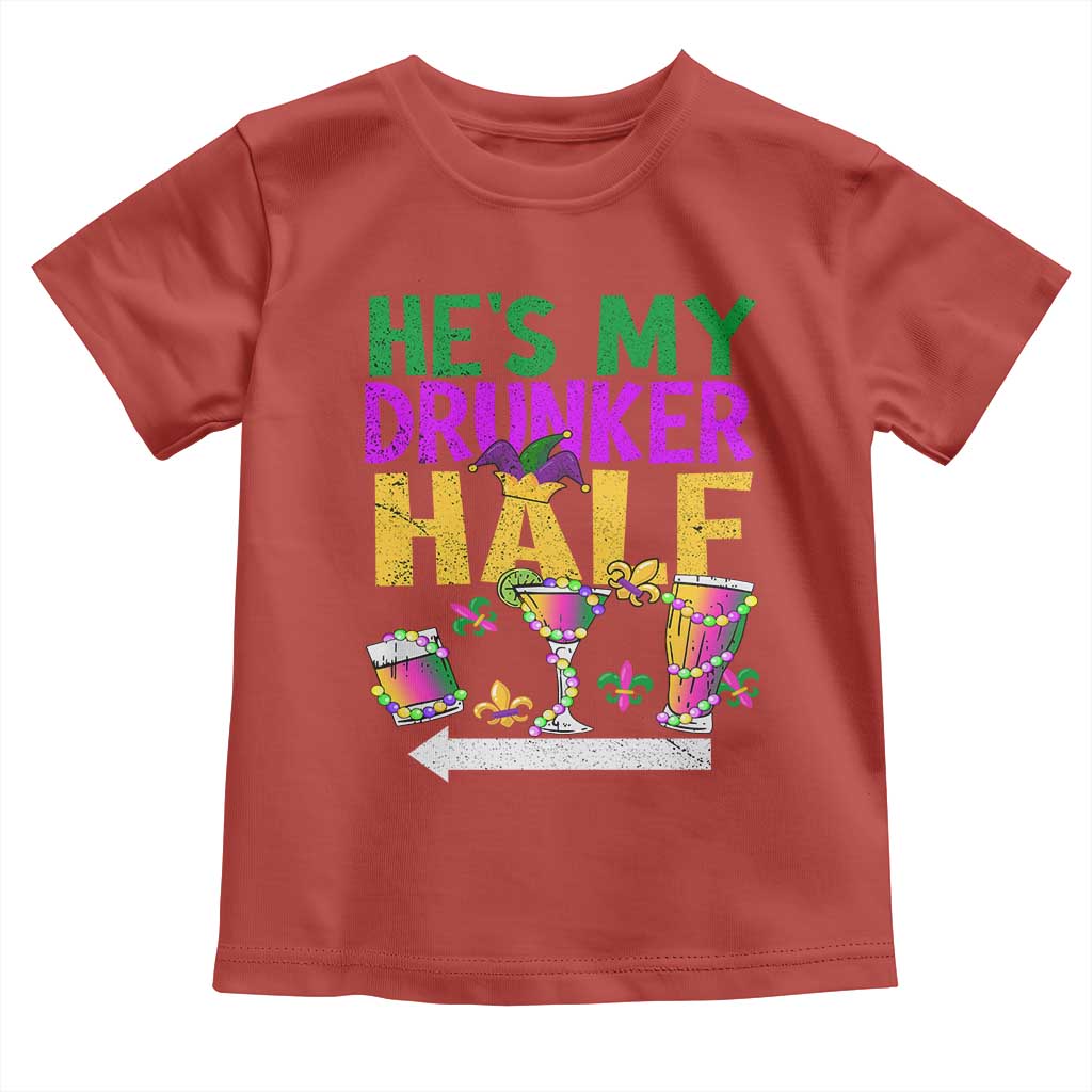 Mardi Gras Couple Matching Toddler T Shirt He's My Drunker Half TS09 Red Print Your Wear