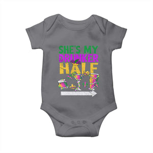 Mardi Gras Couple Matching Baby Onesie She's My Drunker Half TS09 Charcoal Print Your Wear