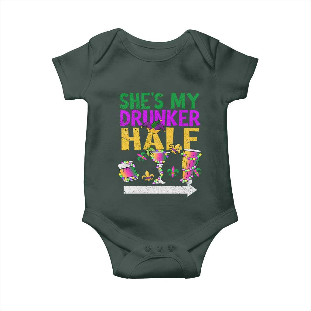 Mardi Gras Couple Matching Baby Onesie She's My Drunker Half TS09 Print Your Wear