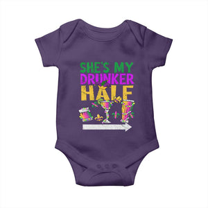 Mardi Gras Couple Matching Baby Onesie She's My Drunker Half TS09 Purple Print Your Wear