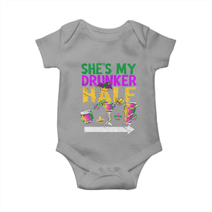 Mardi Gras Couple Matching Baby Onesie She's My Drunker Half TS09 Sport Gray Print Your Wear