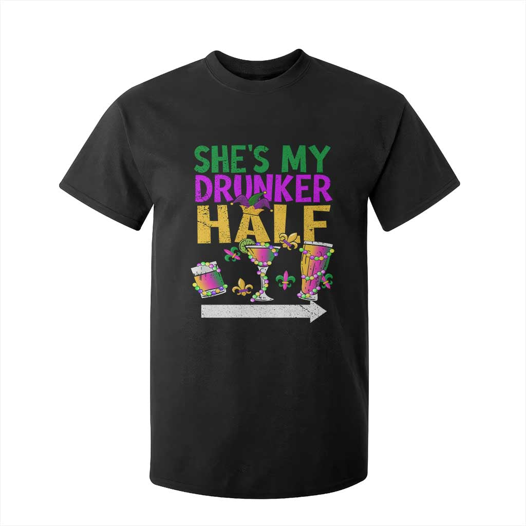 Mardi Gras Couple Matching T Shirt For Kid She's My Drunker Half TS09 Black Print Your Wear