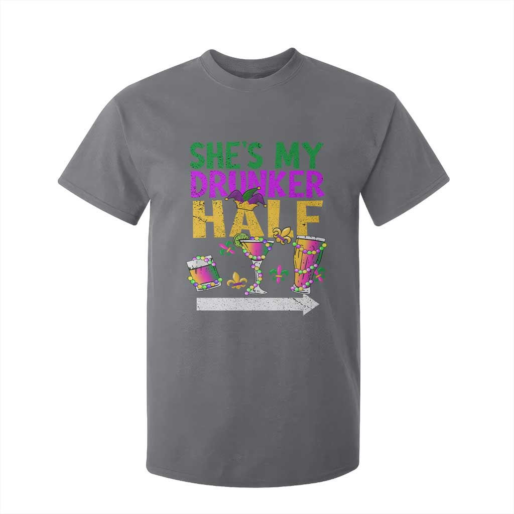 Mardi Gras Couple Matching T Shirt For Kid She's My Drunker Half TS09 Charcoal Print Your Wear