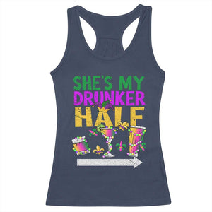 Mardi Gras Couple Matching Racerback Tank Top She's My Drunker Half TS09 Navy Print Your Wear