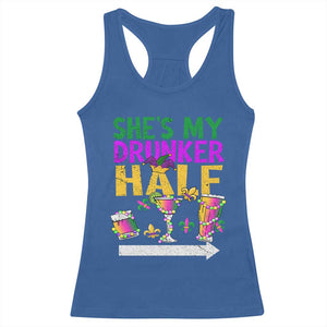 Mardi Gras Couple Matching Racerback Tank Top She's My Drunker Half TS09 Royal Blue Print Your Wear