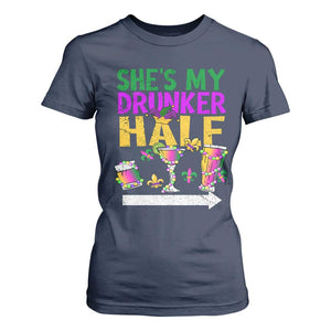 Mardi Gras Couple Matching T Shirt For Women She's My Drunker Half TS09 Navy Print Your Wear