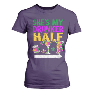 Mardi Gras Couple Matching T Shirt For Women She's My Drunker Half TS09 Purple Print Your Wear