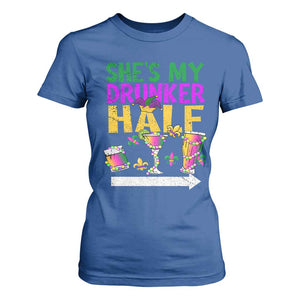 Mardi Gras Couple Matching T Shirt For Women She's My Drunker Half TS09 Royal Blue Print Your Wear