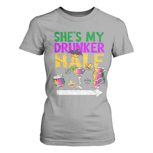 Mardi Gras Couple Matching T Shirt For Women She's My Drunker Half TS09 Sport Gray Print Your Wear