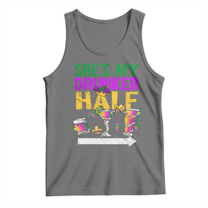 Mardi Gras Couple Matching Tank Top She's My Drunker Half TS09 Black Heather Print Your Wear