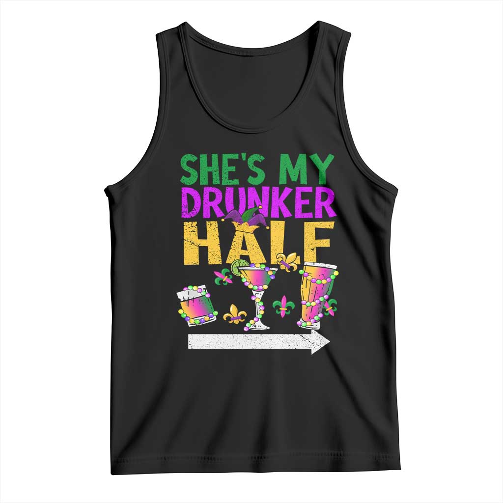 Mardi Gras Couple Matching Tank Top She's My Drunker Half TS09 Black Print Your Wear