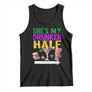 Mardi Gras Couple Matching Tank Top She's My Drunker Half TS09 Black Print Your Wear