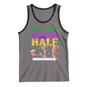 Mardi Gras Couple Matching Tank Top She's My Drunker Half TS09 Deep Heather Black Print Your Wear