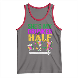 Mardi Gras Couple Matching Tank Top She's My Drunker Half TS09 Deep Heather Red Print Your Wear