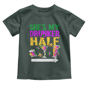 Mardi Gras Couple Matching Toddler T Shirt She's My Drunker Half TS09 Dark Forest Green Print Your Wear