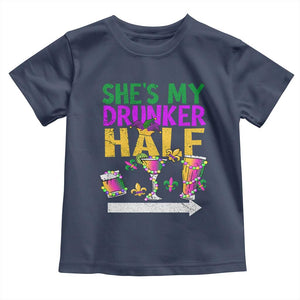 Mardi Gras Couple Matching Toddler T Shirt She's My Drunker Half TS09 Navy Print Your Wear