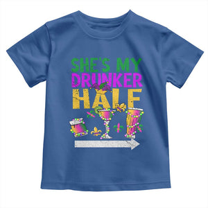 Mardi Gras Couple Matching Toddler T Shirt She's My Drunker Half TS09 Royal Blue Print Your Wear