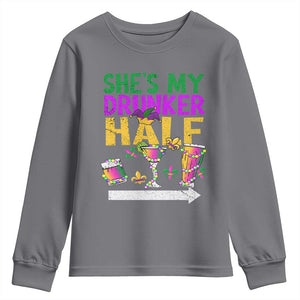 Mardi Gras Couple Matching Youth Sweatshirt She's My Drunker Half TS09 Charcoal Print Your Wear
