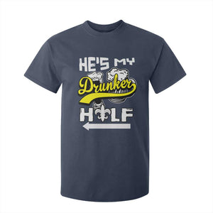 Mardi Gras T Shirt For Kid He's My Drunker Half Matching Couple TS09 Navy Print Your Wear