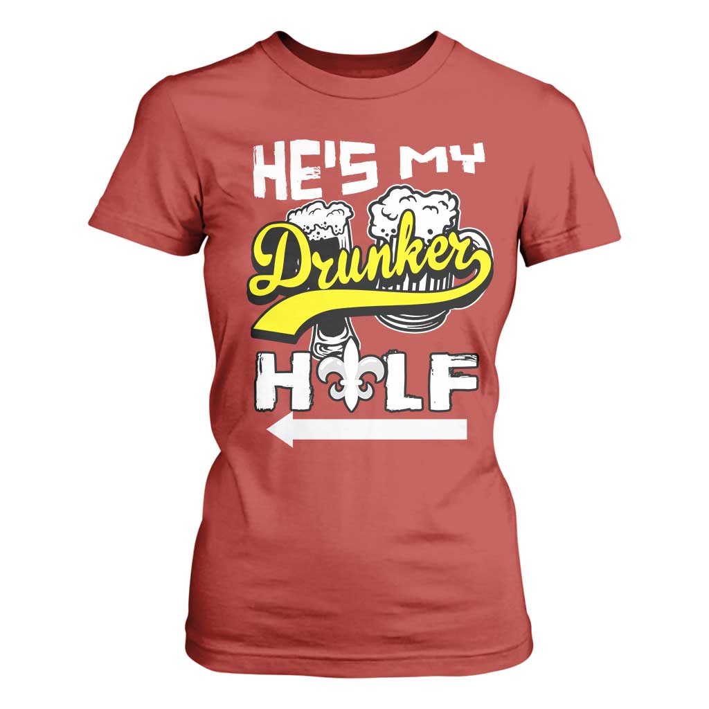 Mardi Gras T Shirt For Women He's My Drunker Half Matching Couple TS09 Red Print Your Wear
