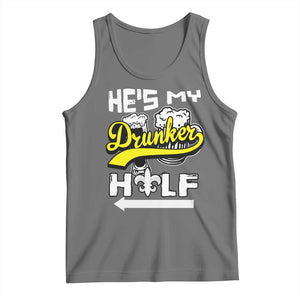 Mardi Gras Tank Top He's My Drunker Half Matching Couple TS09 Black Heather Print Your Wear