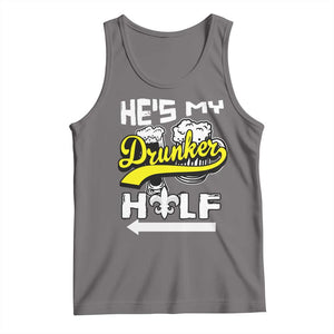 Mardi Gras Tank Top He's My Drunker Half Matching Couple TS09 Deep Heather Print Your Wear