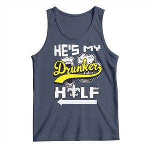 Mardi Gras Tank Top He's My Drunker Half Matching Couple TS09 Navy Print Your Wear