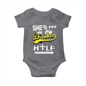 Mardi Gras Baby Onesie She's My Drunker Half Matching Couple TS09 Charcoal Print Your Wear
