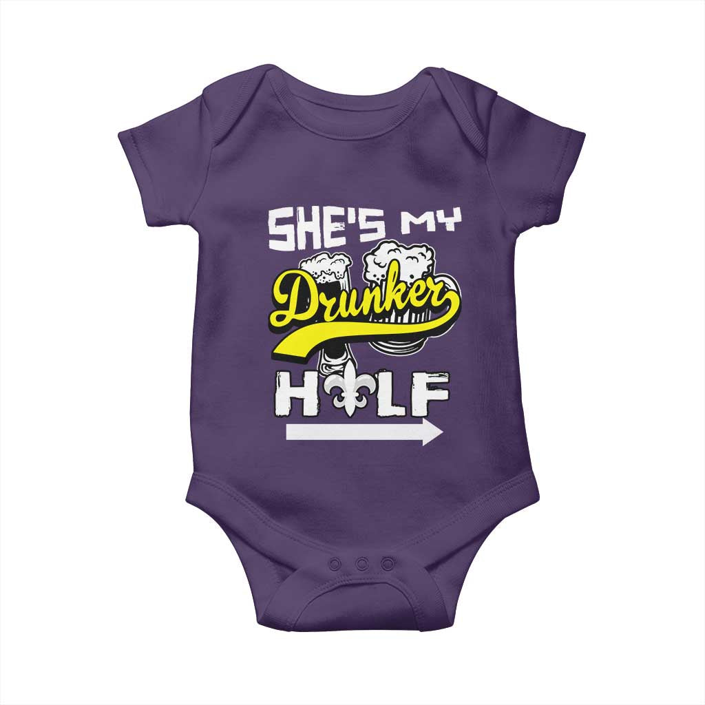 Mardi Gras Baby Onesie She's My Drunker Half Matching Couple TS09 Purple Print Your Wear