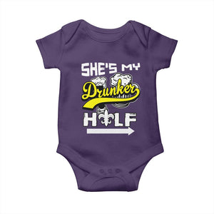 Mardi Gras Baby Onesie She's My Drunker Half Matching Couple TS09 Purple Print Your Wear