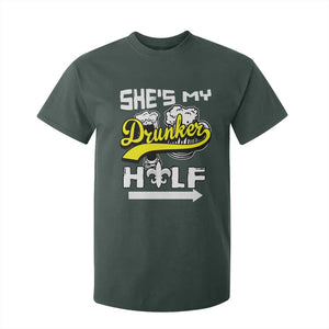 Mardi Gras T Shirt For Kid She's My Drunker Half Matching Couple TS09 Dark Forest Green Print Your Wear