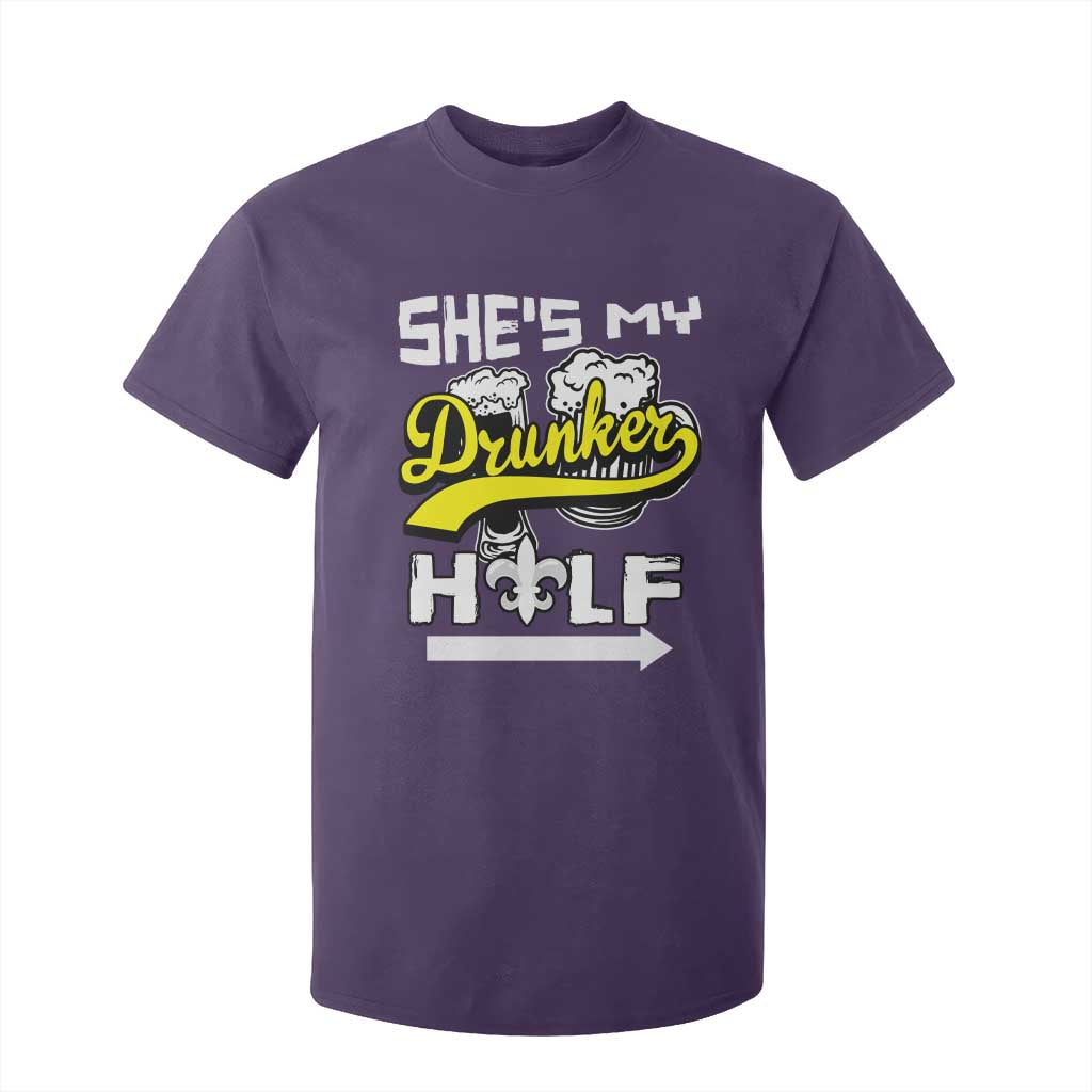 Mardi Gras T Shirt For Kid She's My Drunker Half Matching Couple TS09 Purple Print Your Wear