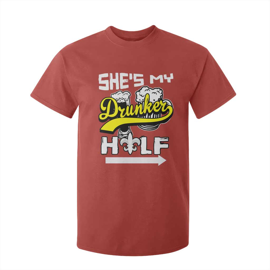 Mardi Gras T Shirt For Kid She's My Drunker Half Matching Couple TS09 Red Print Your Wear