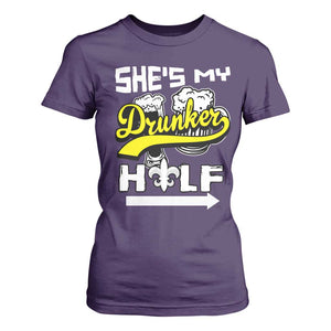 Mardi Gras T Shirt For Women She's My Drunker Half Matching Couple TS09 Purple Print Your Wear