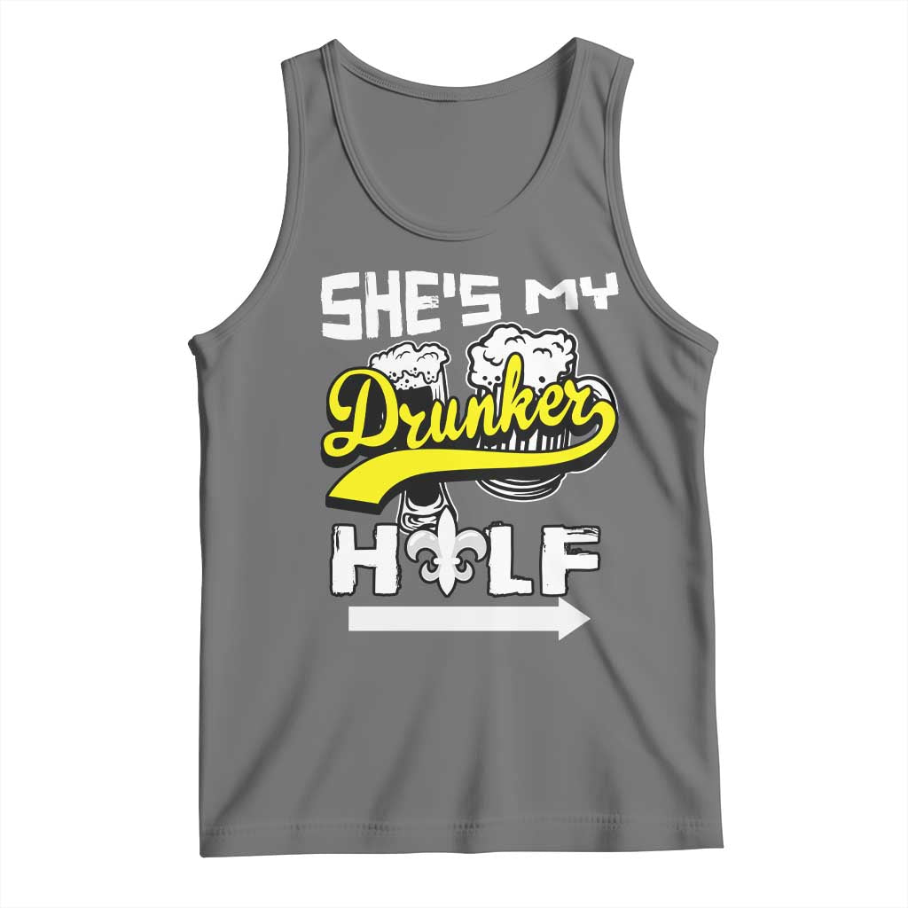 Mardi Gras Tank Top She's My Drunker Half Matching Couple TS09 Black Heather Print Your Wear