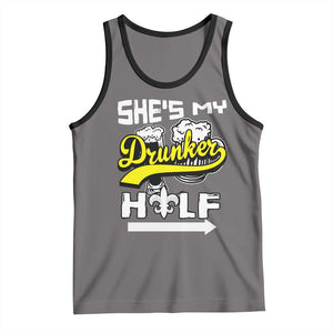 Mardi Gras Tank Top She's My Drunker Half Matching Couple TS09 Deep Heather Black Print Your Wear