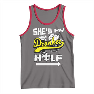 Mardi Gras Tank Top She's My Drunker Half Matching Couple TS09 Deep Heather Red Print Your Wear