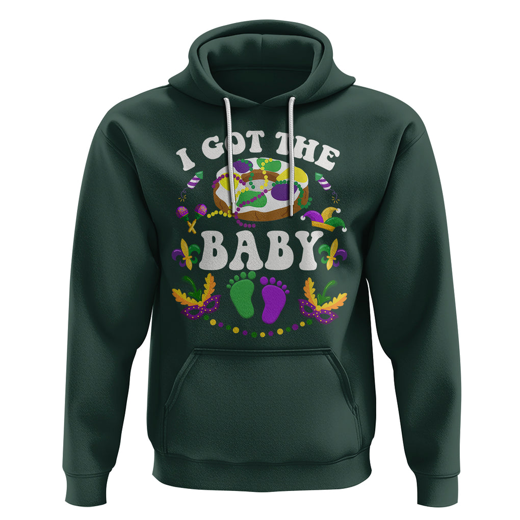 Mardi Gras Hoodie I Got The Baby Funny Pregnancy Announcement TS09 Dark Forest Green Printyourwear