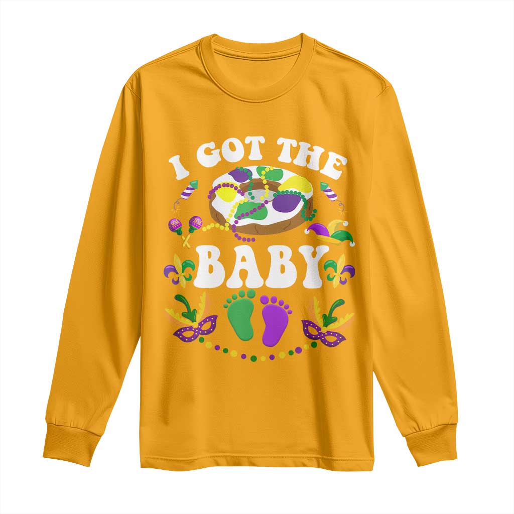 Mardi Gras Long Sleeve Shirt I Got The Baby Funny Pregnancy Announcement TS09 Gold Print Your Wear