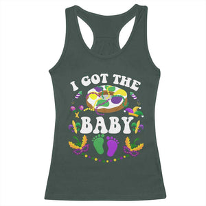 Mardi Gras Racerback Tank Top I Got The Baby Funny Pregnancy Announcement TS09 Dark Forest Green Print Your Wear