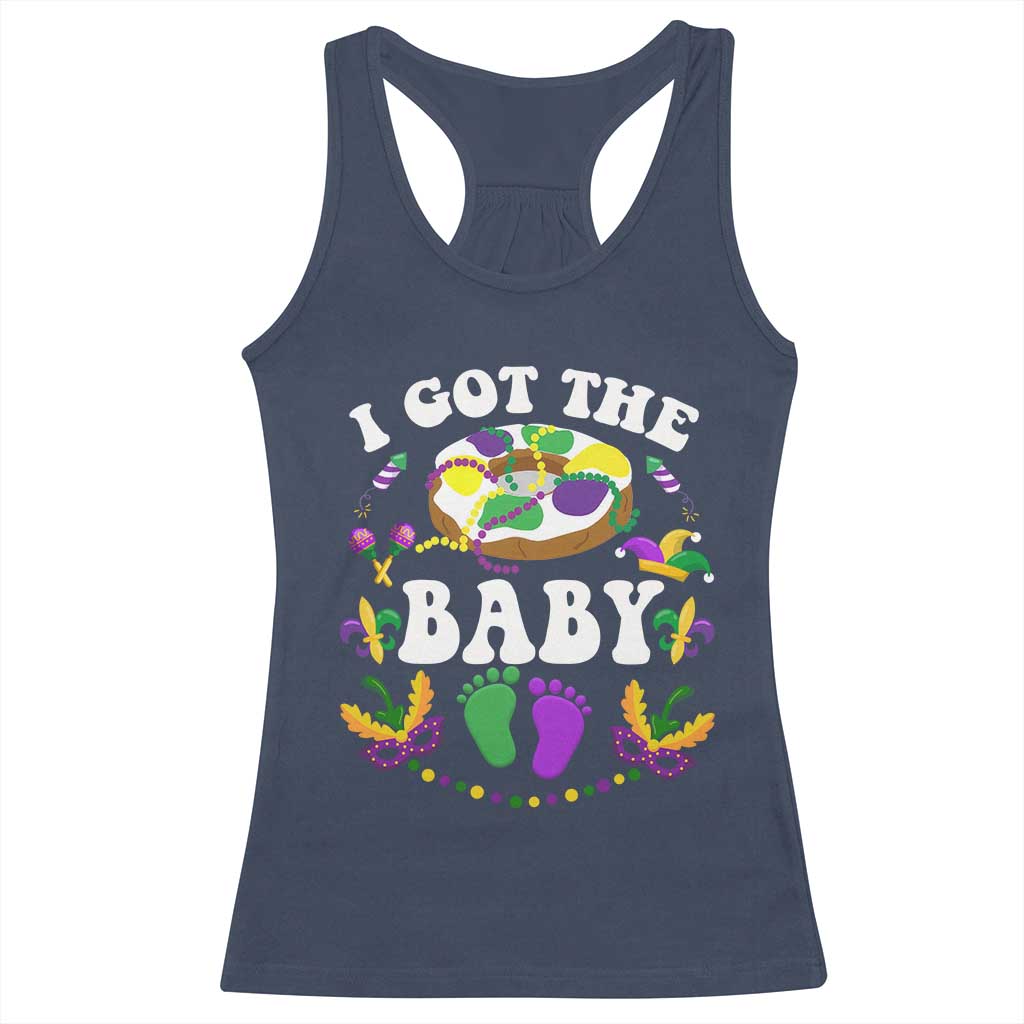 Mardi Gras Racerback Tank Top I Got The Baby Funny Pregnancy Announcement TS09 Navy Print Your Wear