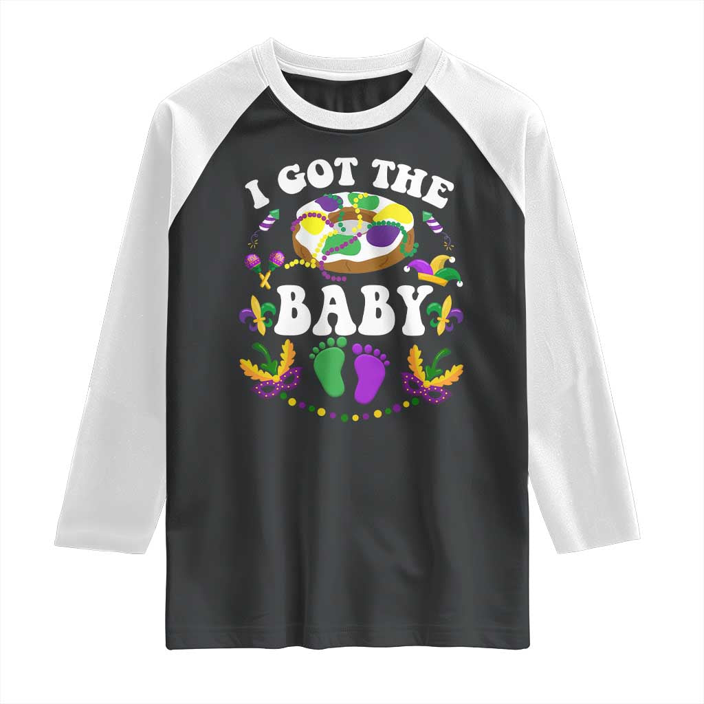 Mardi Gras Raglan Shirt I Got The Baby Funny Pregnancy Announcement TS09 Black White Print Your Wear