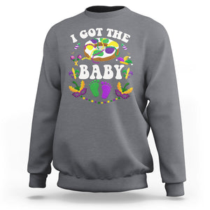 Mardi Gras Sweatshirt I Got The Baby Funny Pregnancy Announcement TS09 Charcoal Printyourwear